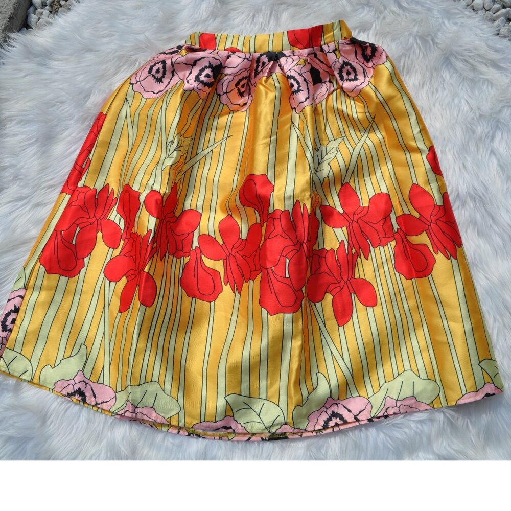 Skirt Fashion Pleated A-Line Female Print All-Match swing skirt